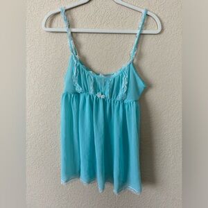 Victoria Secret Y2K Baby Blue Lace Lingerie, Size Medium